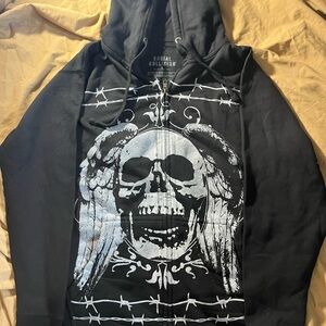 Social Collision Black Skull Hoodie